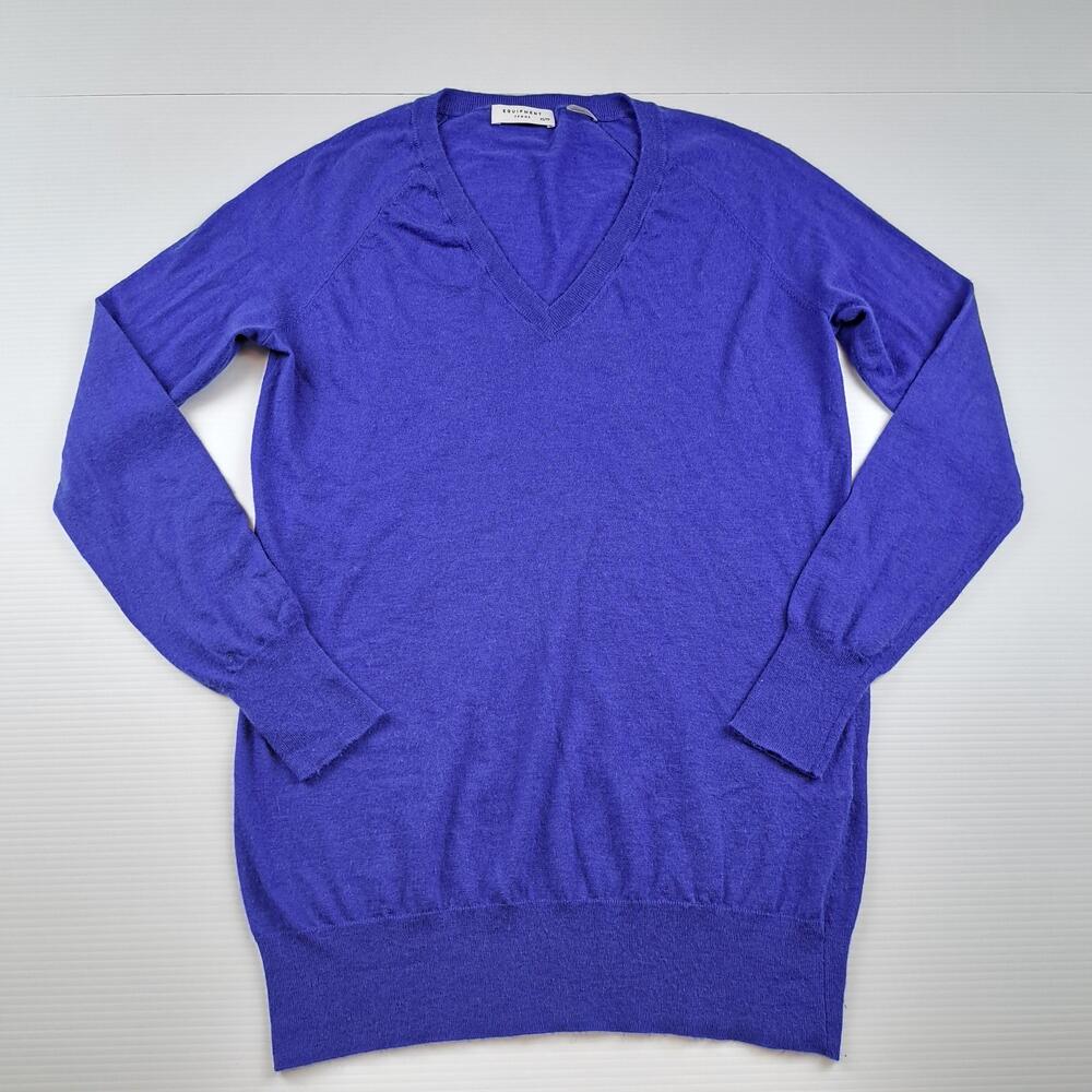 Equipment Sweater Womens XS Blue V Neck Long Sleeve Pullover Wool Cashmere Knit